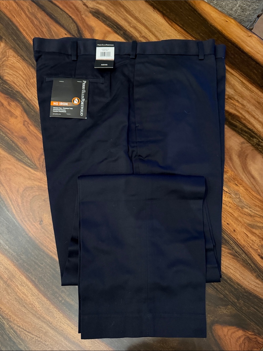 Perry Ellis Dark Navy Dress Pants - No Iron Finish 42x32